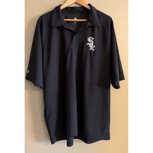 Sz 2XL Halloway Black Golf Polo Shirt White Sox Embroidered Logo Polyester Knit